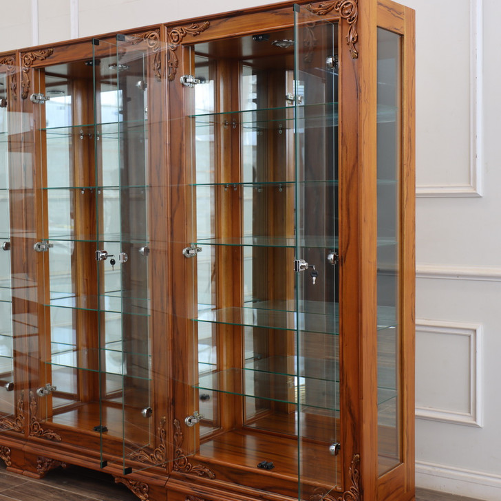 9ft Mahogany/Glass Sectional Display Cabinet