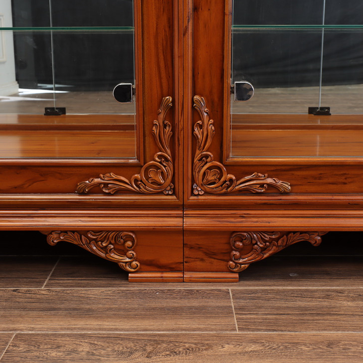 9ft Mahogany/Glass Sectional Display Cabinet