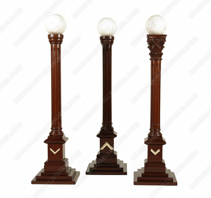 Mahogany Carved Masonic Columns Set (3)