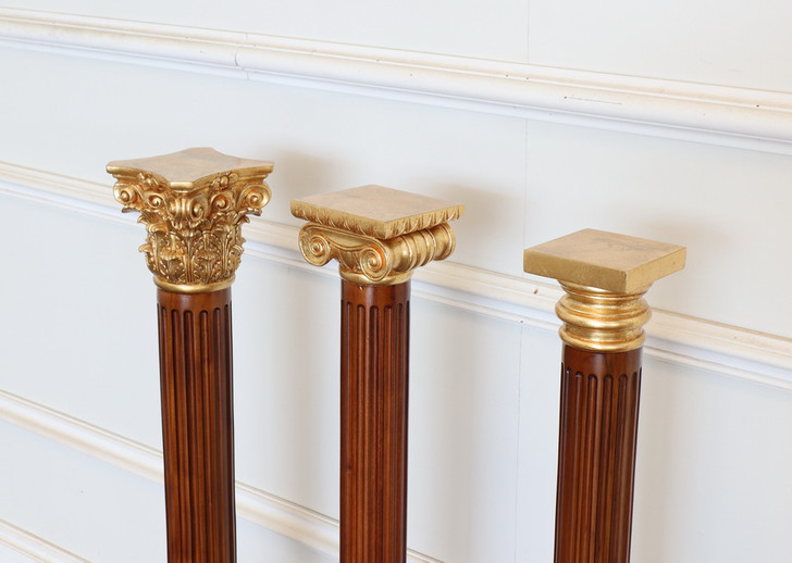 Mahogany Carved Masonic Columns Set (3)