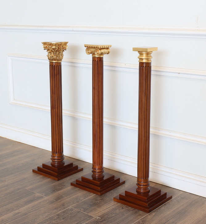 Mahogany Carved Masonic Columns Set (3)