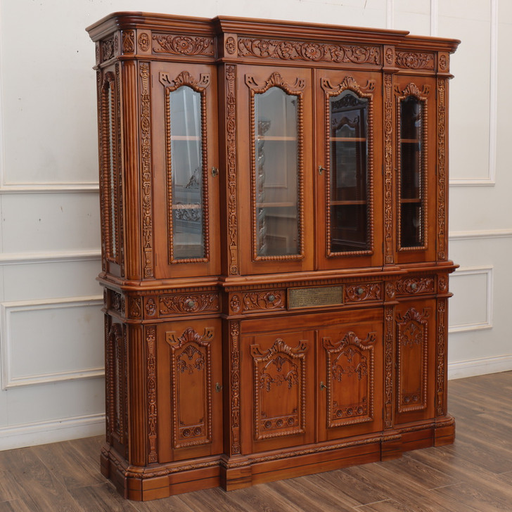 6ft Natural Mahogany Presidential Resolute Bookcase w/ Pull Out Keyboard Drawer