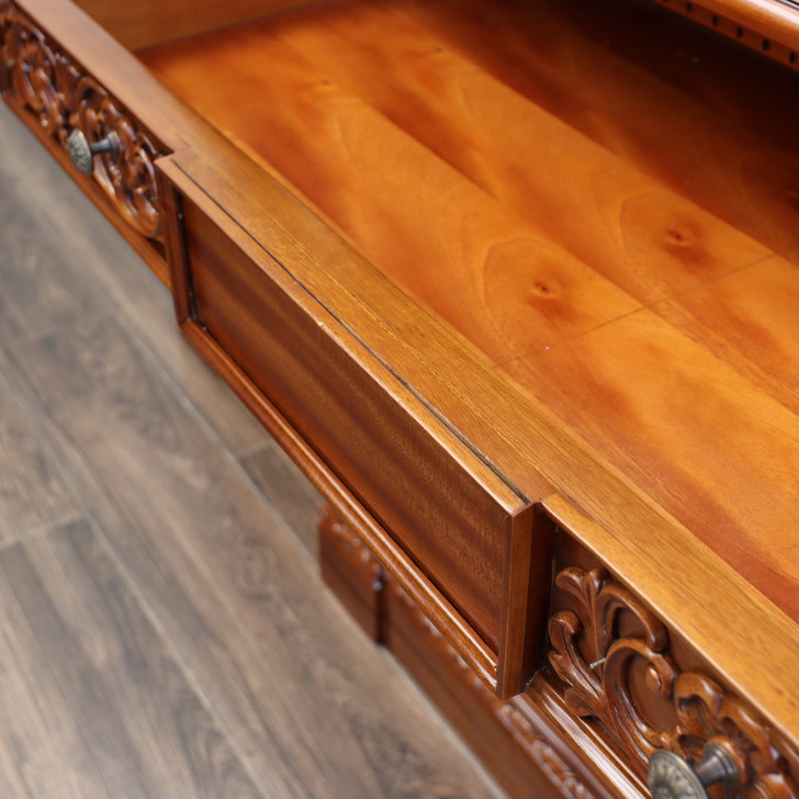 6ft Natural Mahogany Presidential Resolute Bookcase w/ Pull Out Keyboard Drawer