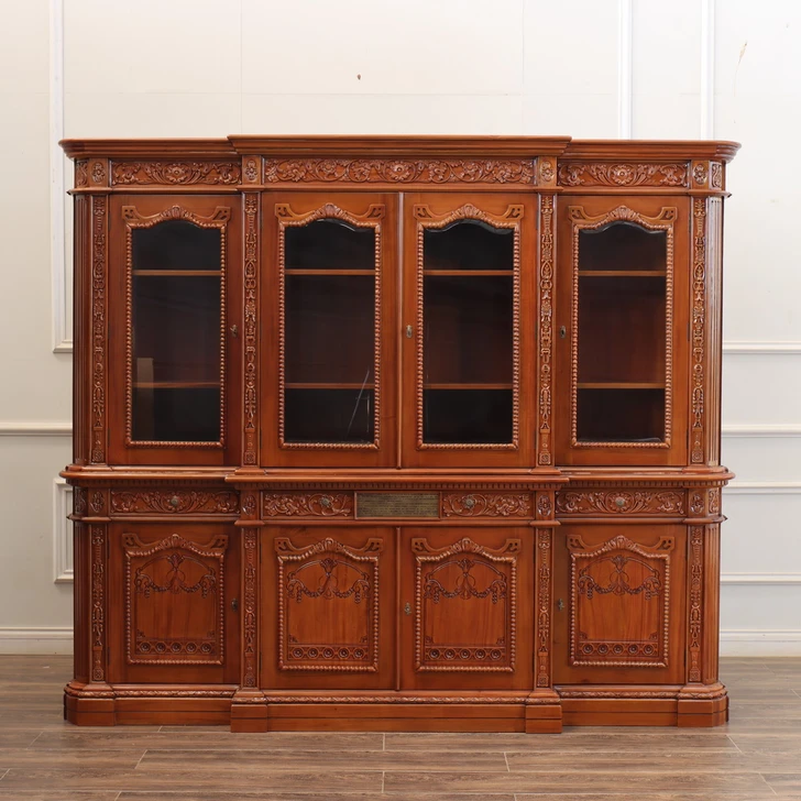 8ft Mahogany Presidential Breakfront Resolute Bookcase