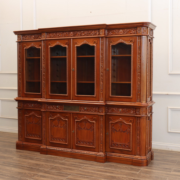 8ft Mahogany Presidential Breakfront Resolute Bookcase