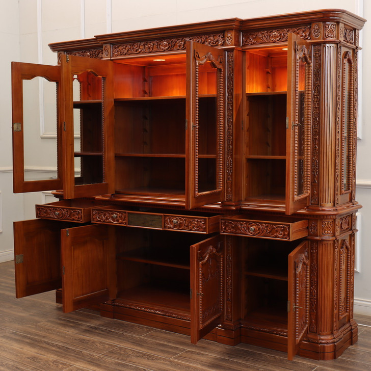 8ft Mahogany Presidential Breakfront Resolute Bookcase