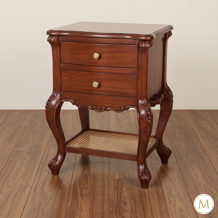 Honey Walnut Louis Cane Nightstand/Bedside Table
