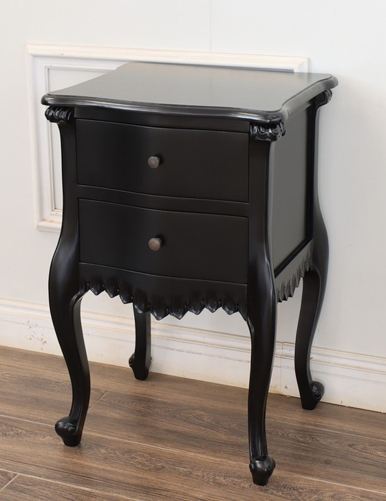 Black 2-Drawer Nightstand Bedside Table