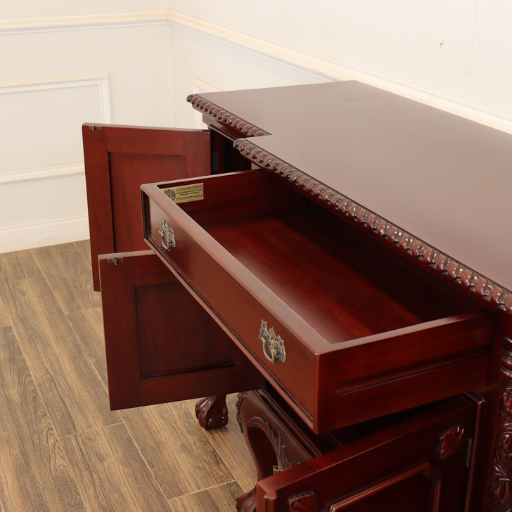 6ft Dark Mahogany Chippendale Sideboard