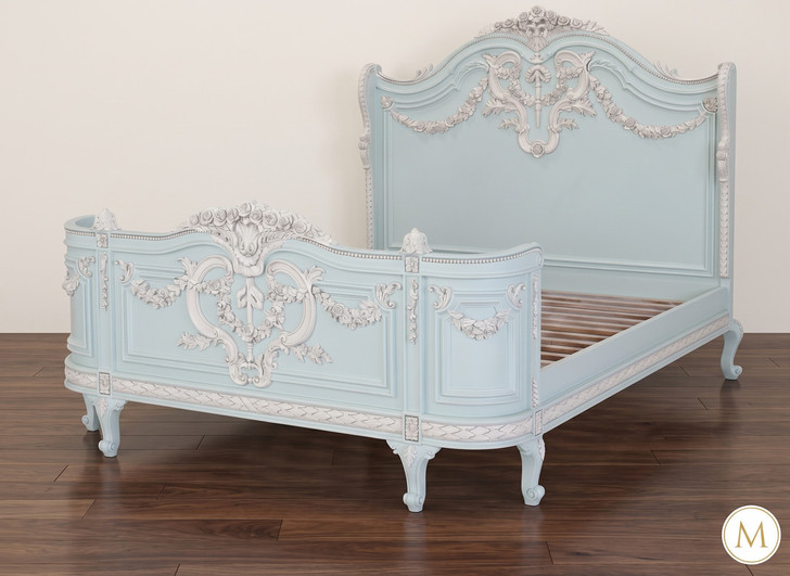 Majestic French Napoleon Baby Blue Bonaparte Bed (Full Size)