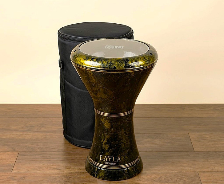IN STOCK | LAYLA 9" Elite Pro Green/Gold Sombaty Darbuka