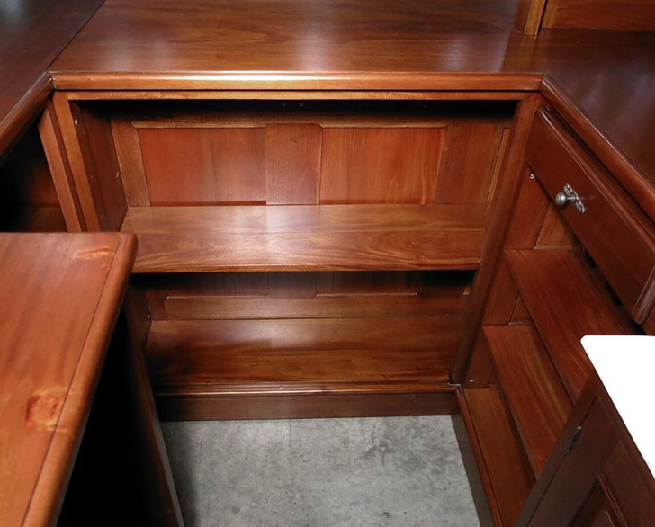 8.5ft Natural Mahogany Walk-in Canopy Pub Bar w/ Stained Glass Ceiling