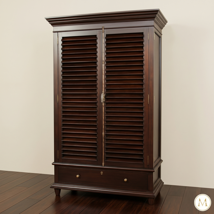 60" Dark Mahogany Bahamas Wardrobe Armoire w/ Interior Shelves
