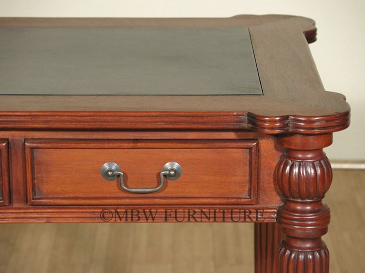 4ft Light Walnut Sheraton Leather Top Office Writing Desk