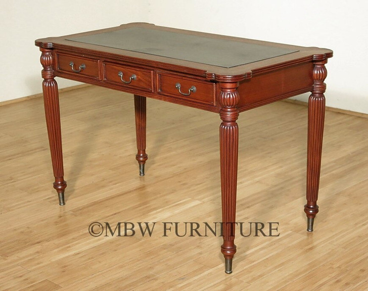 4ft Light Walnut Sheraton Leather Top Office Writing Desk
