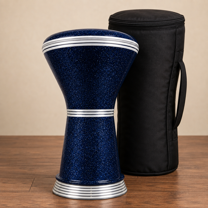 MADE TO ORDER | LAYLA Darbuka – Navy Blue Glitter & Silver – C002