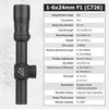 NIGHTFORCE NX6 1-6x24 F1 Capped W/E .2 MRAD FC-DMx Reticle Riflescope (C726)