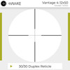 HAWKE Vantage 4-12x50 30/30 Duplex Reticle Riflescope w/ Match Mount 1in Medium Weaver Scope Rings and GRITR Microfibre (14150+22113+GRIT-MF)