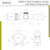 HAWKE XB30 2-7x32 SR Reticle Riflescope with Match Weaver 30mm Low 2pc Black Riflescope Ring Mounts and GRITR Microfibre (12224+22115+GRIT-MF)