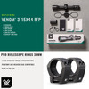 VORTEX Venom 3-15x44 FFP EBR-7C MOA Reticle Riflescope w/ Pro Series 34mm Medium Rings (VEN-31501+PR34-M)