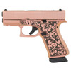 GLOCK G43X 9mm Luger 3.41in 2x 15rd Mags Pink Flowers Engraved Frame Striker-Fired Pistol (UX4350204R15NORHCHIM)