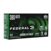 FEDERAL American Eagle Indoor Range Training .380 Auto 70Gr Lead Free 50rd Box Ammo (AE380LF1)