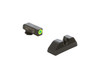 AmeriGlo UC, Sight, Fits Glock 42 and 43, Green Tritium LimeGreenLumi Outline Front Black Serrated Round Notch Rear GL-352