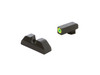 AmeriGlo UC, Sight, Fits Glock 42 and 43, Green Tritium LimeGreenLumi Outline Front Black Serrated Round Notch Rear GL-352