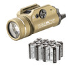 STREAMLIGHT TLR-1-HL Rail Mounted 1000 Lumens FDE Tactical Weapon Light (69266) with 12 STREAMLIGHT Lithium Batteries (85177)