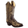 OLD WEST Girl's Tooled Embroidery Snip Toe Western Boot (CF8222)