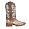 CORRAL Women's Glow Collection Brown/White Embroidery Western Boots (A4063)
