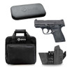 SMITH & WESSON M&P Shield M2.0 9mm 3.1in 1x7rd 1x8rd Black Semi-Auto Thumb Safety Pistol with GRITR IWB Kydex Right Hand Gun Holster For Smith & Wesson Shield/Shield Plus, GRITR Multi-Caliber Universal Gun Cleaning Kit and GRITR Soft Pistol Case