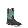 CORRAL Ladies Farm and Ranch Square Toe Black Hydro Resist/Turquiose Top Cactus Boots (W5004)