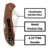 SPYDERCO Delica 4 Lightweight 2.875in FRN Brown Flat Ground Knife (C11FPBN)