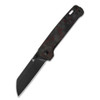 QSP Penguin Red Shredded CF Overlay G10 Copper Washer Pocket Knife (QS130-URD-Penguin)