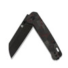 QSP Penguin Red Shredded CF Overlay G10 Copper Washer Pocket Knife (QS130-URD-Penguin)