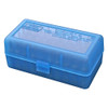 MTM Flip-Top 223 270 WSSM 460 500 S&W 50 Round Clear Blue Ammo Box (RSLD-50-24)