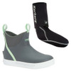 XTRATUF Women's Wheelhouse Ankle Deck Gray Size 9 Boot and KORKERS I-Drain Neoprene 3.5mm Black Size M Guard Sock