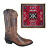 SMOKY MOUNTAIN BOOTS Men's Denver Brown Leather Western 14EE Boots and WYOMING TRADERS Aztec Maroon Black Silk Scarf