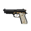 TAURUS PT92 9mm 5in 17+1rd Semi-Auto Pistol with White Pearl Grips and Gold Accents (1-920151GLD-WP)