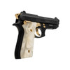 TAURUS PT92 9mm 5in 17+1rd Semi-Auto Pistol with White Pearl Grips and Gold Accents (1-920151GLD-WP)
