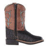 OLD WEST Toddlers All Over Leatherette Broad Square Toe Black Croco Print Foot/Light Brown Crackle Shaft Boots (VB1012)