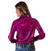 Cowgirl Tuff Company Women's Button-Up Hot Pink Metallic Lightweight Stretch Jersey Pullover (C02-100625-PNK)