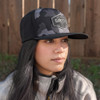 GRITR One Size Casual Trucker Hat w/ Pre-Curved Visor, Black Camo