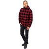 BRANDIT INDIVIDUAL WEAR Men's Hooded Fleece Quarter Zip Red/Black Checkered Pullover (5023-13041)