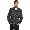 BRANDIT INDIVIDUAL WEAR Men's Flannel Check Black/Gray Charcoal Long Sleeve Shirt (4002-12028)