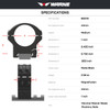 WARNE HyperLite 1in Black Medium Matte Scope Rings (8501M)