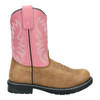 SMOKY MOUNTAIN BOOTS Girl's Buffalo Vintage Brown/Pink Leather Wellington Western Boots (3405C)
