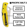 SPYDERCO Pacific Salt 2 SpyderEdge Blade/Yellow FRN Folding Knife (C91SYL2)