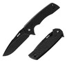 GRITR Stealth Folding Pocket Knife w/ 3.5" D2 Steel Blade, G10 Scales, Black Non-Serrated